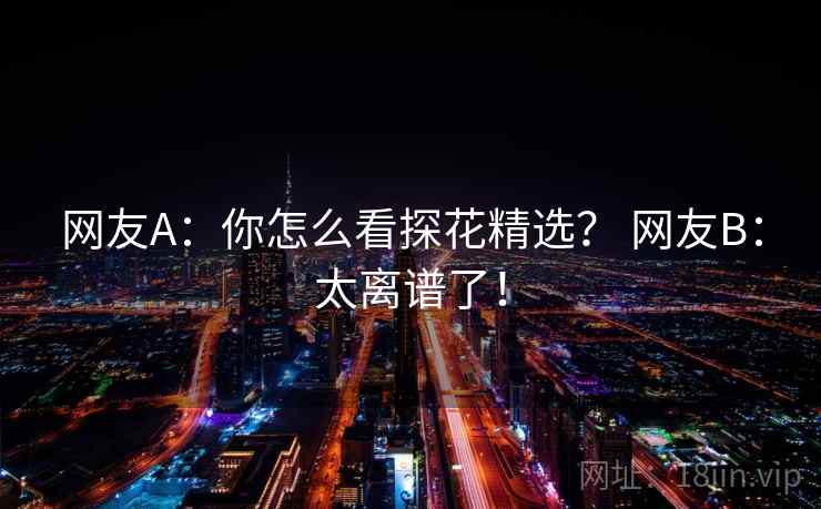 网友A:你怎么看探花精选? 网友B:太离谱了! 网友A:你怎么看探花精选? 网友B:太离谱了!